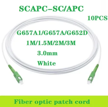 1/1.5/2/3M 10db SCAPC Egyetlen Mód, FTTH G652D/G657A1/G657A2 SX Core 3.0 mm Tejfehér LSZH Kabát Üvegszálas Optikai Kábel Patch Kábel