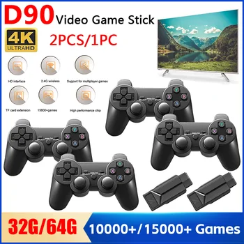 1/2DB Retro Játék Stick 4K Videó-Játék Konzol HD Kimeneti Linux Retroarchi Rendszer 2.4 G Vezeték nélküli vezérlő 3D PS1 TV Játék