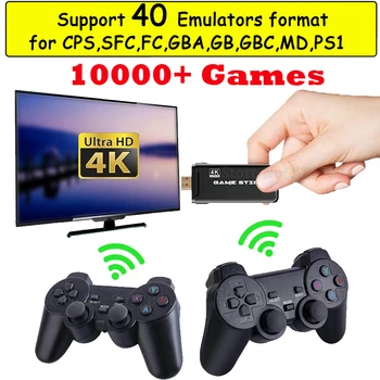 10000 Mini Játék Stick KARÁCSONYI AJÁNDÉK 4KHD Kezelni videojáték-Konzol 2.4 G Wireless Kontroller PS1/FC/GBA 40 emulátor Retro TV Játék