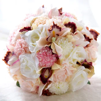 2019 Kézzel készített Csokor Menyasszonyi Csokor Európai chaise longue rózsa, hamis virágok, otthon dekoráció, emuláció, esküvői csokor