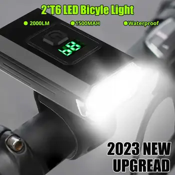 2023 Frissítés LED Kerékpár Lámpa USB Újratölthető Digitális Elektronikus Kijelző MTB Hegyi Országúti Kerékpár Első Lámpa Zseblámpa Kerékpározás