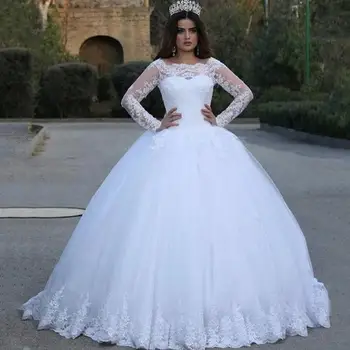 2023 Új Luxus Csipke Esküvői Ruha Teljes Ujja Ball Ruha A Plus Size Egyedi Pricess Menyasszonyi Ruha Csipke Vestido De Novia
