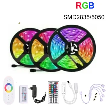 5M-20M SMD2835 5050 LED Szalag DC12V RGB / RGBW / RGBWW Rugalmas, Világos Szalag RGB Színes LED Szalag Szett +Távirányító+Adapter