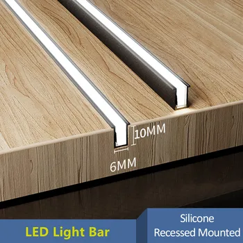 6*9 mm-es LED Szekrény Világos Szalag Ultra-vékony Szilikon Alumínium Profil Szekrény Bemutató Süllyesztett Szekrény, lámpa, LED lámpa zenekar