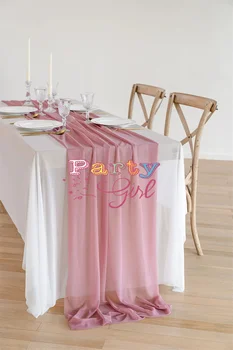 70x300cm Romantikus Puszta Chiffon asztali futó Esküvői Bankett Terítő Futó Rendezvény, Party, Karácsonyi Dekoráció