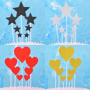 7db/set Mini Csillag, Szív Cupcake Toplisták Születésnapi Torta Topper Torta Dekoráció Esküvői Party Dekoráció, Torta Zászlók Fél Kínálat