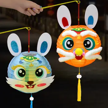 A gyermekek Lámpás DIY Szép Színes Rajzfilm Nyuszi LED Lámpa Játék, Hordozható Nyúl Lámpás Medál Tavaszi Fesztivál, Otthon Dekoráció
