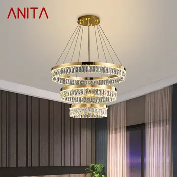 ANITA Modern Kristály Medál Lámpa LED Kreatív Luxus Kerek Gyűrű Csillár Lámpa lakberendezés Nappali Étkező