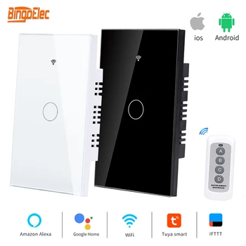 Bingoelec Tuya WiFi Smart Switch RF433 Üveg Képernyő Touch Panel Kapcsoló Működik az Okos Élet Alexa, a Google Haza, Alice