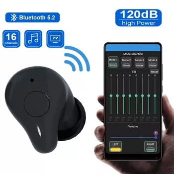 Bluetooth hallókészülék 16-csatornás vezeték nélküli hallókészülék digitális hallókészülék súlyos halláskárosodás újratölthető audio erősítő