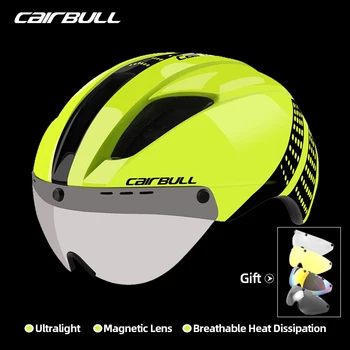 CAIRBULL Road Bukósisak Férfiak Állítható Magnatic Védőszemüveg Mountain Bike Sisak Női Kerékpáros Sapka 295g PC+EPS Védelem