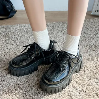 Cipő Női Platform Oxford Cipő Alkalmi Divat Vaskos Sarkú Női Platform Cipő Naplopók Szivattyúk Footwea Zapatos Mujer