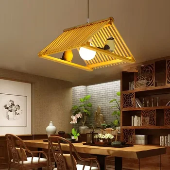 Csillárok Lámpák MiFuny Kézzel gyártott Bambusz Szőtt Délkelet-Ázsiai madárfészek Aranyos Tető Étterem Hotel Mennyezeti Led Lámpa