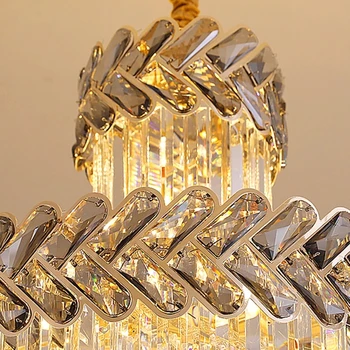 Csillárok Lámpák Modern Kristály LED Lépcső Luxus Felső Füstös Szürke Cristal LightingLarge Hom Beltéri Hosszú Lógó Medál Lámpa