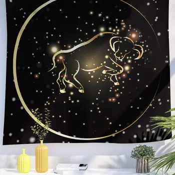 Dekoráció Gobelin Arany Zodiákus Csillagképek Stílus Szimbólumok Falra Gobelin Esztétikai Hátteret Taurus Elvont Elvont Univerzum
