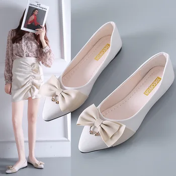Divat Pillangó-csomót Női Cipő Lapos Alkalmi Egyetlen Cipő Hegyes Toe Sekély Lélegző női Cipő Lakások Zapatos De Mujer