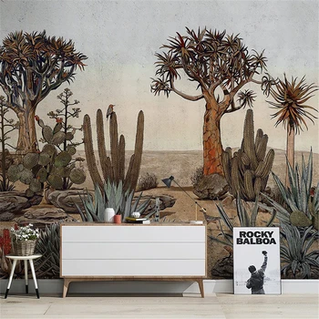 Egyéni Amerikai Kaktusz Sivatagi Táj Tapéta a nappaliban Kanapé Háttér Étterem Hotel Freskó Retro Fali papír lakberendezés