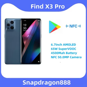 Eredeti OPPO Új Találni X3 Pro 5G mobiltelefon 6.7 hüvelykes AMOLED Snapdragon888 65W SuperVOOC 4500Mah Akkumulátor NFC 50.0 MP Kamera
