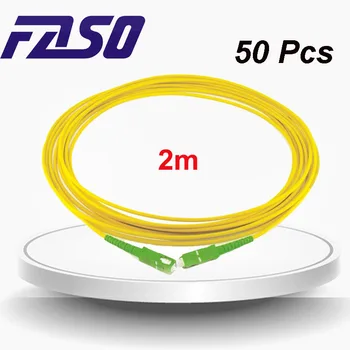 FASO 50Pcs 2Meter Hossza Egyetlen Mód, G652D SC/APC-SC/APC Optikai Patch Kábel SX Core 3.0 mm-es Optikai Ugró Sárga Kabát