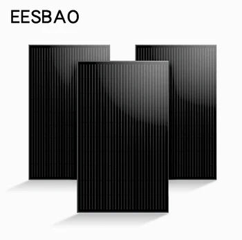 Fekete Monokristályos Szilícium Napelem Rendszer Panel Hatékony Fotovoltaikus Modul Fél Sejt 9BB MONO PERC 370W 380W Háztartási