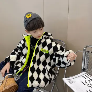 Fiú Kabát Dzseki Outwear Maximum Pamut 2023 Király Sűrűsödik Plusz Bársony Téli Őszi Plus Size Kabátban, Gyermek ruházat