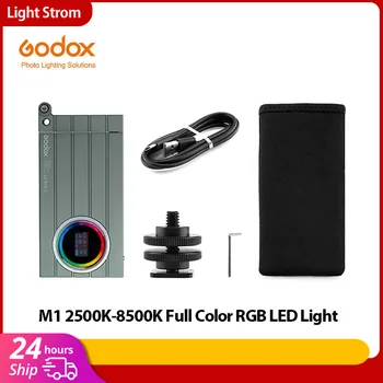 Godox M1 2500K-8500K Színes RGB LED-es Zseb Méret, C-Típusú Újratölthető LED-es Videó Kreatív Fény Több Különleges Hatások