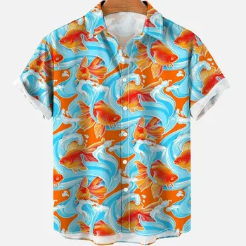 Hawaii férfi rövid ujjú ing, 3D virágos nyomtatott luxus felső, outdoor ruházat, felső, nyári férfi ruházat