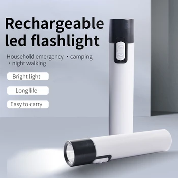Háztartási ABS Műanyag, Hordozható LED-es Fényes Újratölthető USB Mini Zseblámpa