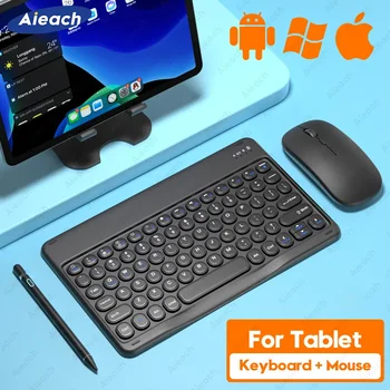 iPad , Retro Kerek Teclado Vezeték nélküli Bluetooth-kompatibilis Billentyűzet Tabletta iOS, Android, Windows