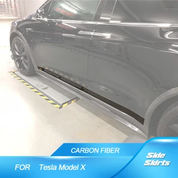 Karosszéria Készlet Ajtókárpit Oldalsó Küszöbök A Tesla Model X 2016 2017 2018 Oldalsó Panel Ajtó Őr Test Igazi Szénszálas Trim Dekoratív