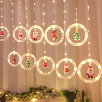 Karácsonyi LED String Világítás, Karácsonyi Ablak Fények Újdonság Karácsonyi függő Lámpák, USB Boldog Karácsonyt Függöny String Fények