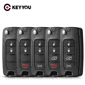 KEYYOU 2/3/4 Gombok SIP22 Penge Kocsi Kulcsot az Esetben A Jeep Wrangler Lázadó 2015-2018 Flip Távoli Autó Kulcs a hüvely