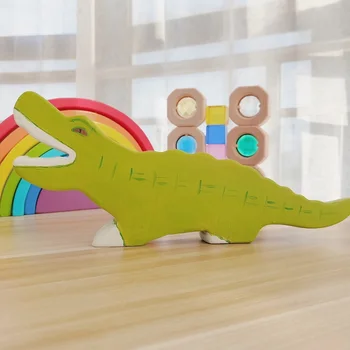 Krokodil Fa Természetes Montessori Saját Készítésű Ábra Nagy Állatok Handcarft Játékok Gyerekeknek Állat Megismerés Korai Fejlesztő Játék