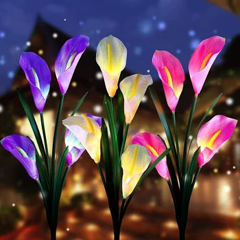 LED kerti Világítás Kerti Díszítő színes Változó Lámpák Kála Virág Napenergia Vízálló Kültéri Led Tét Lightsing