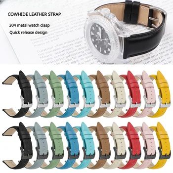 Marhabőr Watchband 20mm22mm Több színben Valódi Bőr óraszíj Samsung Watch5 Heveder Karkötő Óra Tartozékok
