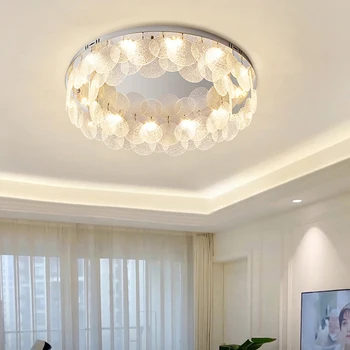 Modern Luxus Rozsdamentes Acél Mennyezeti Csillár Nappali Hálószoba, Étkező Asztal Kerek Ezüstös Matt Üveg Világítás Lámpa