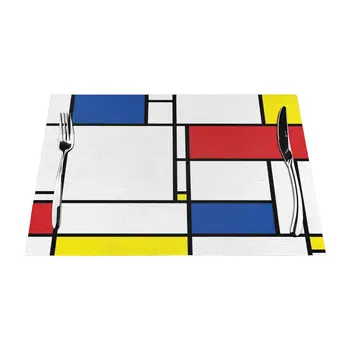 Mondrian Minimalista De hiszen az új alkotások jelentik a Modern Alátét Dekor Modern Barna Étkező Asztal Kerti Party Dekoráció Könnyen tisztítható