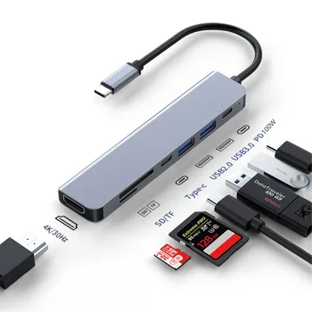 MZX 7 az 1-ben USB Hub Concentrator, HDMI-Kompatibilis Dokkolóegység C Típusú Adapter Splitter 3 0 2.0 3.0-S Dokkolót Kiterjesztés Laptop PC
