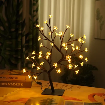 Művészeti Fa Lámpa Hangulat karácsonyfa Éjjel a Lámpa, A Gyerekek, Hálószoba, lakberendezés USB-Tündér asztali lámpa Ünnepi világítás Dekoráció