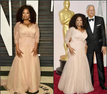Oprah Winfrey Celebrity Ruhák 2019 V-Nyak Vörös Szőnyegen Ünnepek Érettségi Viselni Hivatalos Esti Party Ruhák Plus Size Rendelésre Készült