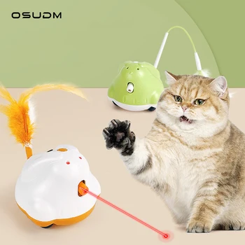 OSUDM Okos Macska Interaktív Játékok Automatikus Lézeres Ugratás Macska Stick Játék Elektromos Lemezjátszó Vicces Cica Újratölthető Pet Supplies