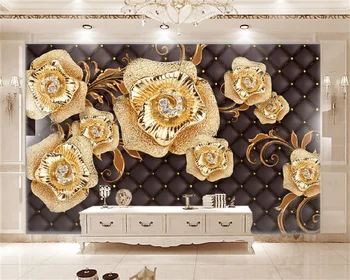 Saját Háttérképet Európai Klasszikus Fekete Puha Csomag Ékszer Gyémánt Virág Luxus Nappali Háttér Falfestmény Behang