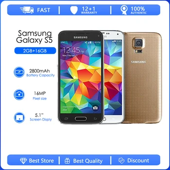 Samsung Galaxy S5 (octa-core) G900H Felújított-Eredeti, Mobil Telefon, telefon 5.1 hüvelyk WIFI GPS 16MP Kamera, GPS, telefon