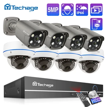 Techage H. 265 HD 5MP POE CCTV NVR Kamera Rendszer 8CH arcfelismerés Okos AI Kültéri Beltéri Biztonsági kamera Kit CCTV Videó