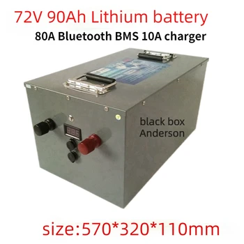 Testre 21 72v 90Ah Lítium-Ion Akkumulátor Li-ion 80A Bluetooth BMS a 5760w Kerékpár Tricikli 2db 10A Töltő