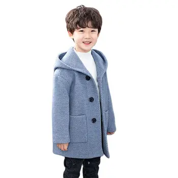 Télen Gyapjú Kabát Fiú Új 2023 koreai Verzió Divat Megvastagodása Jóképű Közepes Hosszúságú Melegen Alkalmi Gyermek Ruházat