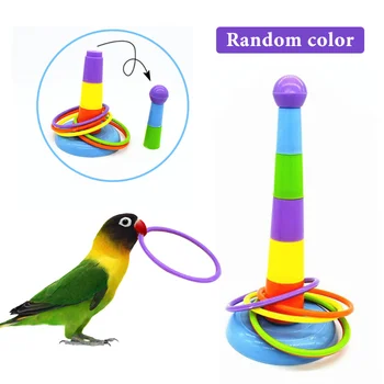 Vicces Mini Foglalat Játék Papagáj Intelligencia Fejlődési Játék Színes Gyűrűk Madár Tevékenység Képzési Játék Csepp Szállítás