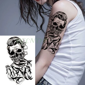 Vízálló Ideiglenes Tetoválás matrica joker koponya füst levél nagy mérete fekete flash tetoválás hamis body art tatto a Lány Férfiak Nők