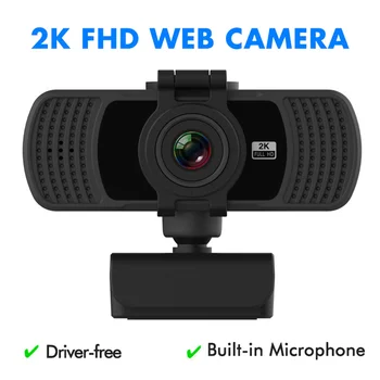Webkamera 2K Full HD 4MP Webkamera Mikrofonnal kétirányú Audio USB Web Cam-a Számítógép PC Élő Közvetítés a Youtube-on Találkozó Munka
