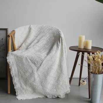 Északi takarót, fehér Modern egyszerűség kanapé törölközőt Pamut hálószoba ágytakaró Szabadidő takaró kanapé Porvédő bohém terítő